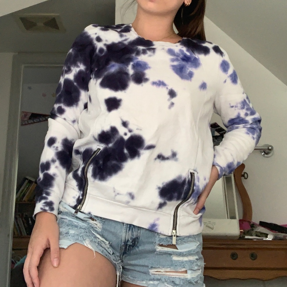 Tie Dye Zipper Detail Sweatshirt